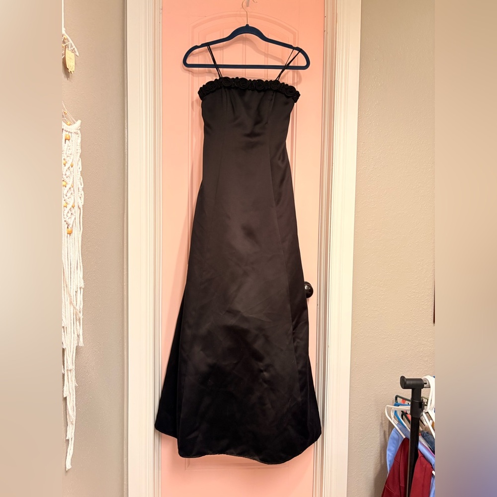 Vintage Jump Black Strapless Prom Dress – 90s/Y2K Formal Maxi – Size 5/6